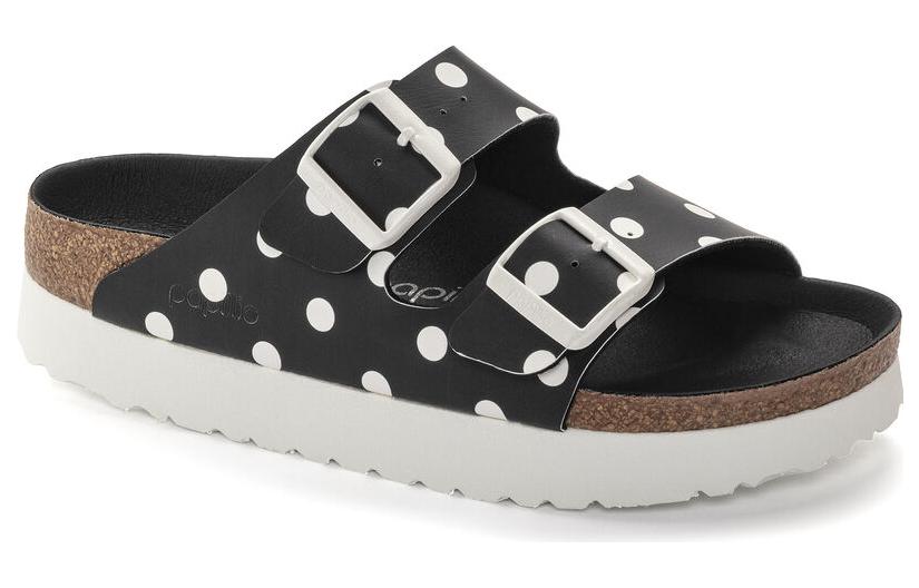 (WMNS) Birkenstock Arizona Platform Birko-Flor Narrow Fit 'Black White Dots' 1024598