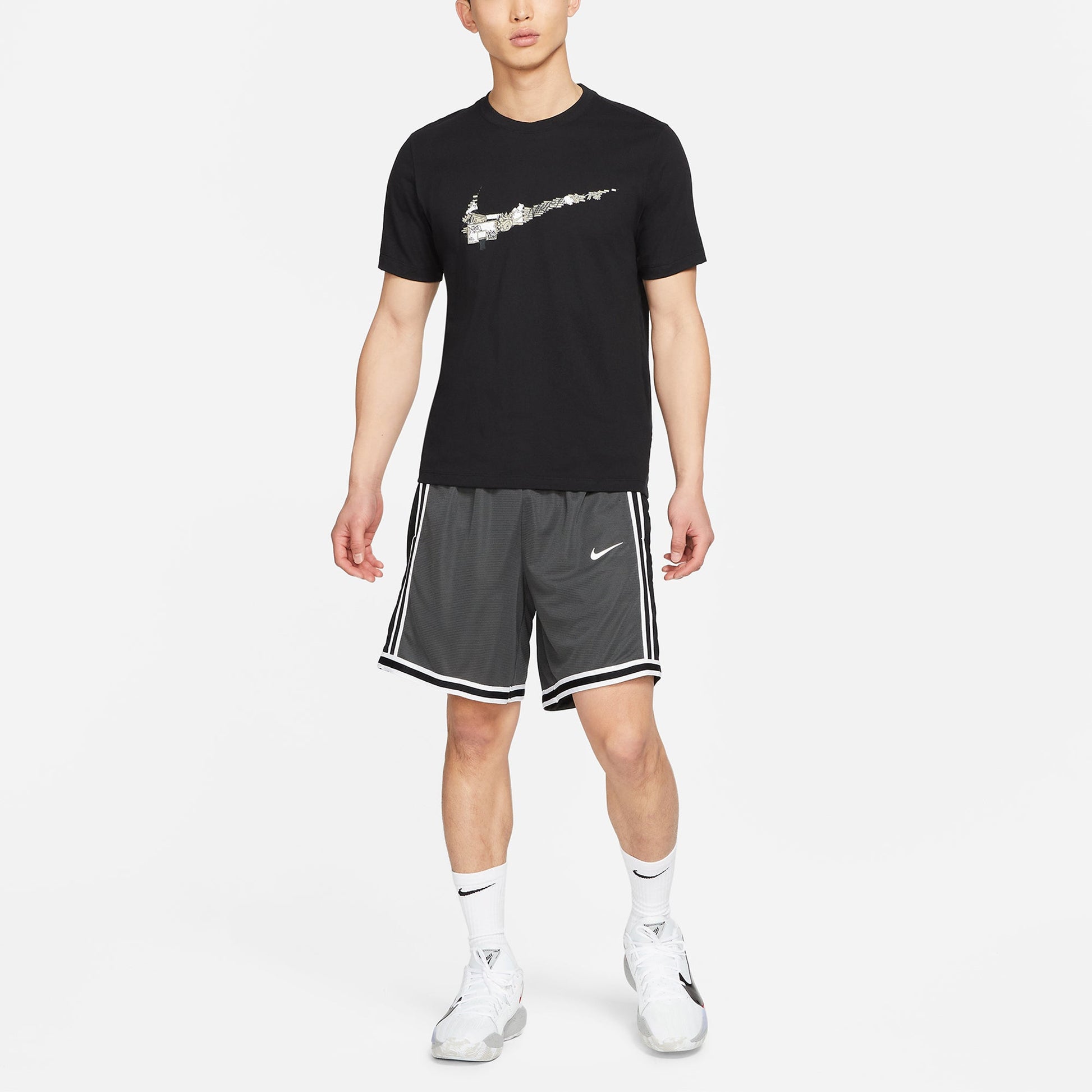 Nike Logo Print Basketball SportsShort sleeve Men's Black DD0796-010