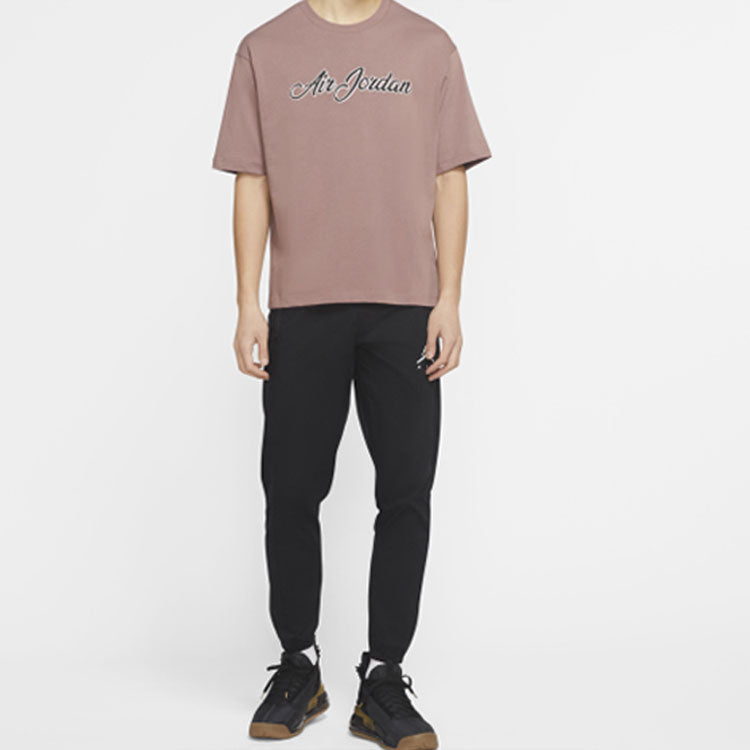 Air Jordan Remastered Logo Embroidered Round Neck Short Sleeve Purple Gray CJ6218-298