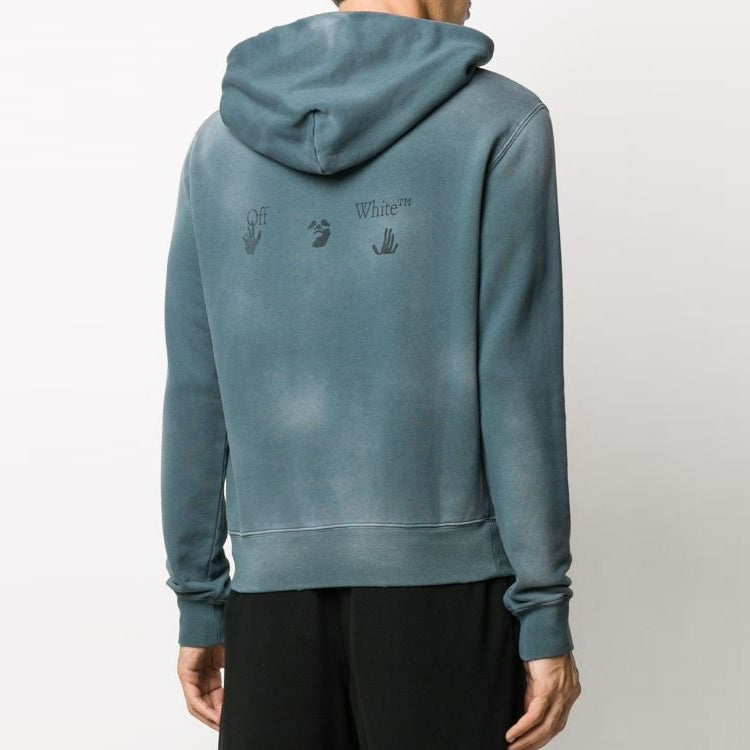 Off-White FW20 Fade Applique Hooded Sweater Green OMBB034F20FAB0014010