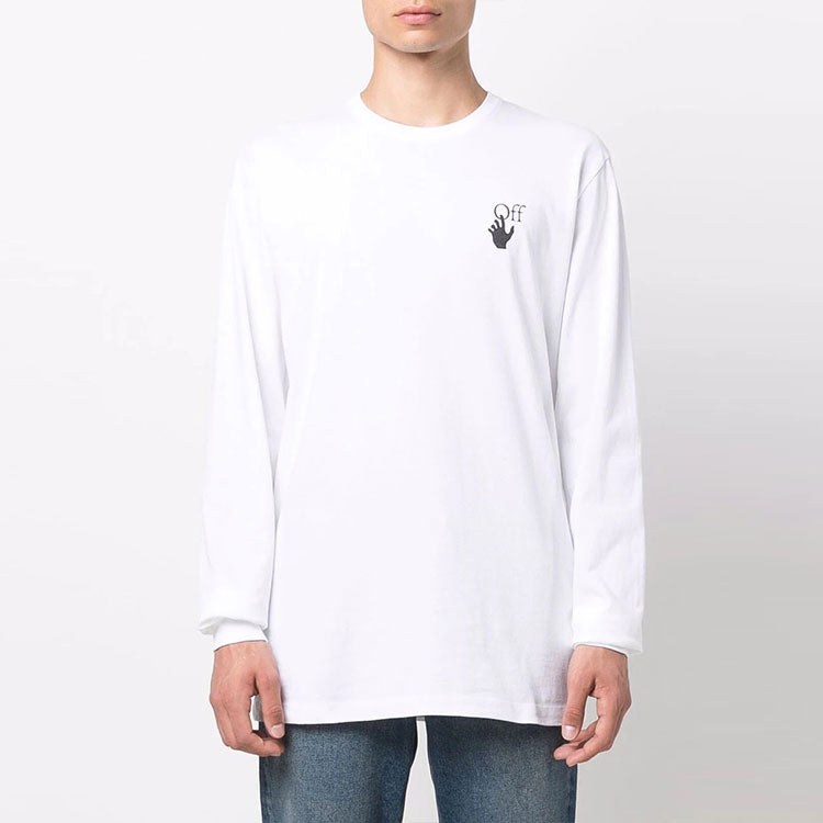 Off-White FW21 Pattern Printing Round Neck Pullover Long Sleeves Version White OMAB001F21JER0030184