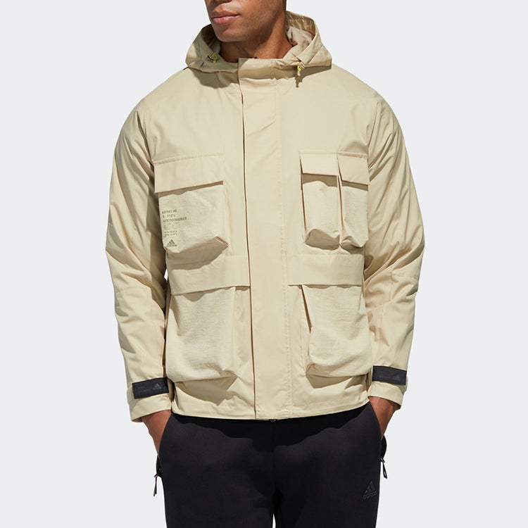 adidas TH WB JKT Multiple Pockets Sports hooded Windbreaker Jacket Brown GF4012