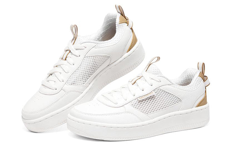 (WMNS) Skechers Sport Court 92 'White Brown' 896127-OFWT