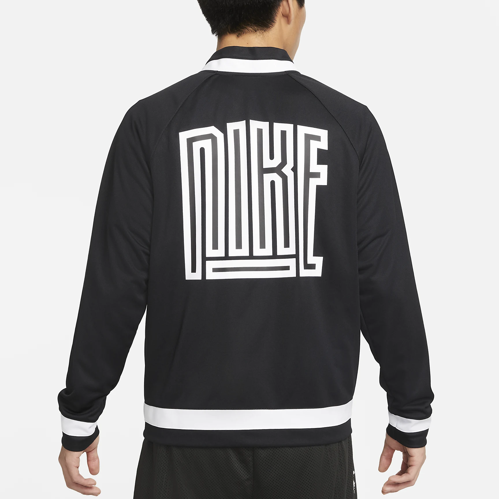 Nike Contrasting Colors Printing Baseball Jacket Black DH7126-011