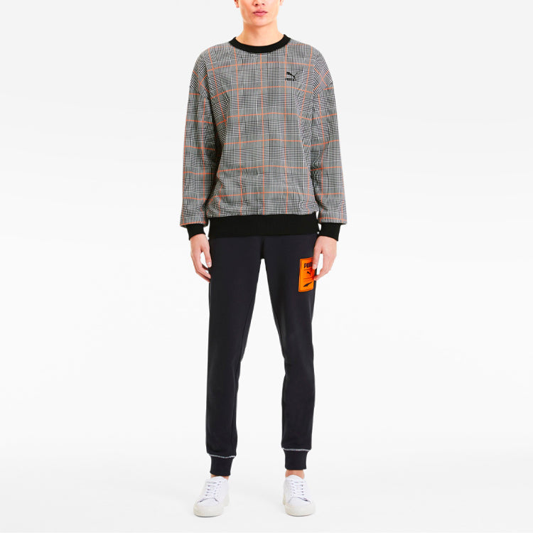 PUMA Rechack Pack Crew Sweatshirt 'Grey Black White Orange' 597897-01
