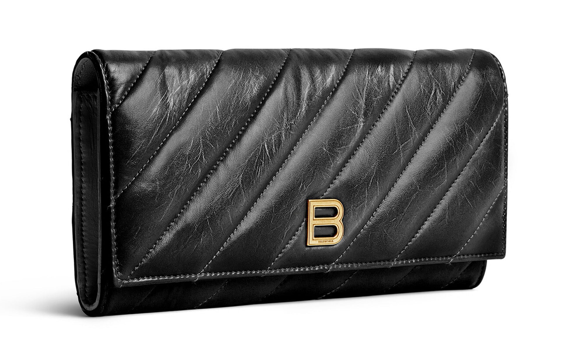 (WMNS) Balenciaga Crush Wallet On Chain Quilted 'Black' 781723210J11000