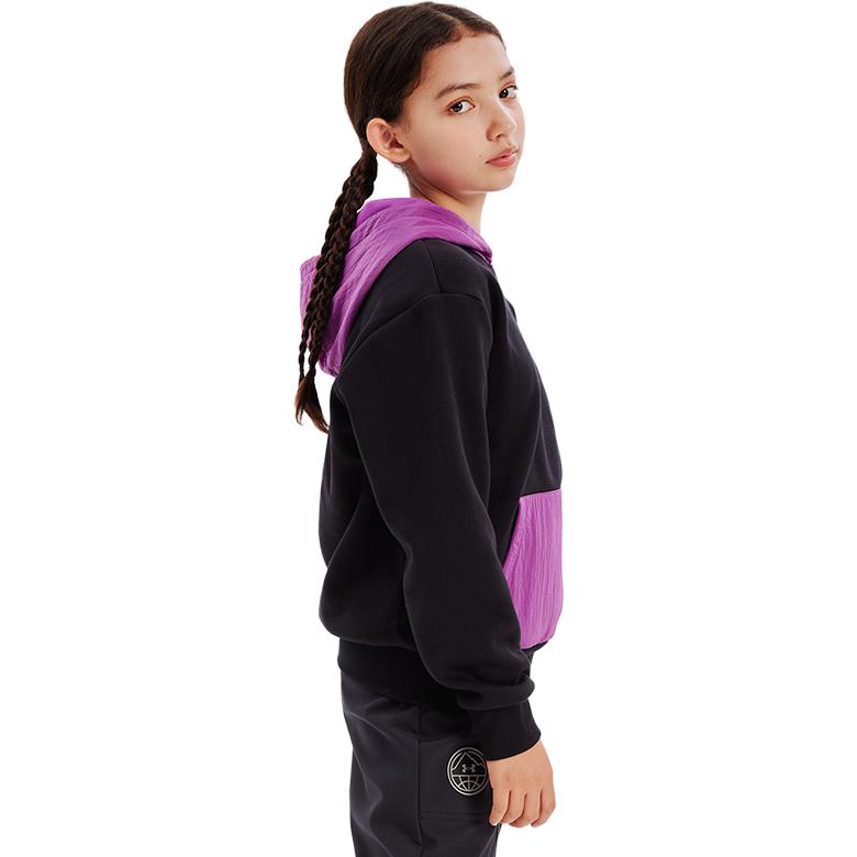 (GS) Under Armour Logo Graphic Hoodie 'Black Purple' 234203167