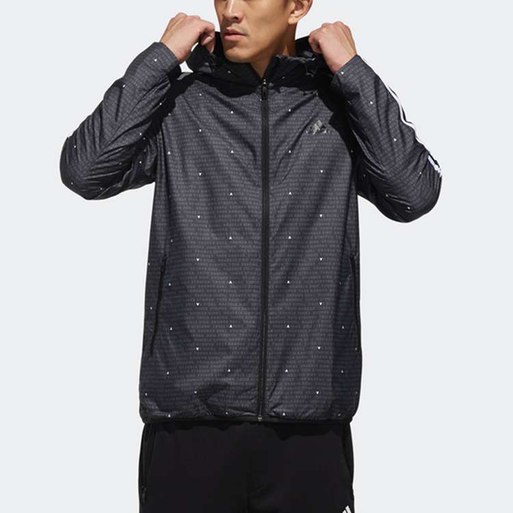 adidas Wb Aop 3s Woven Casual Sports Hooded Jacket Black DW4616