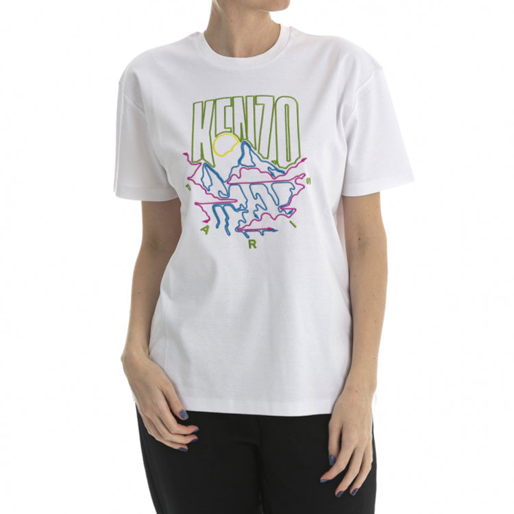 KENZO Printing Pattern Short Sleeve White F962TS950939-01