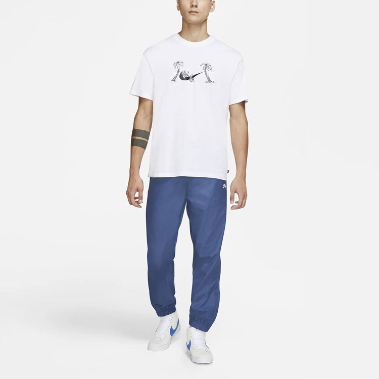 Nike SB Swoosh Pattern Printing Round Neck Short Sleeve White CZ6174-100