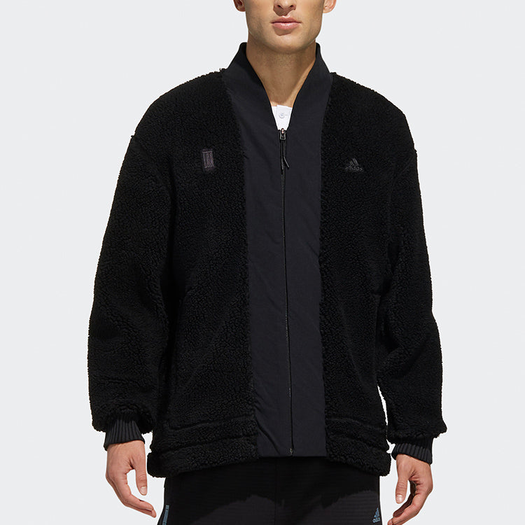adidas Splicing polar fleece Sports Jacket Black FM9351