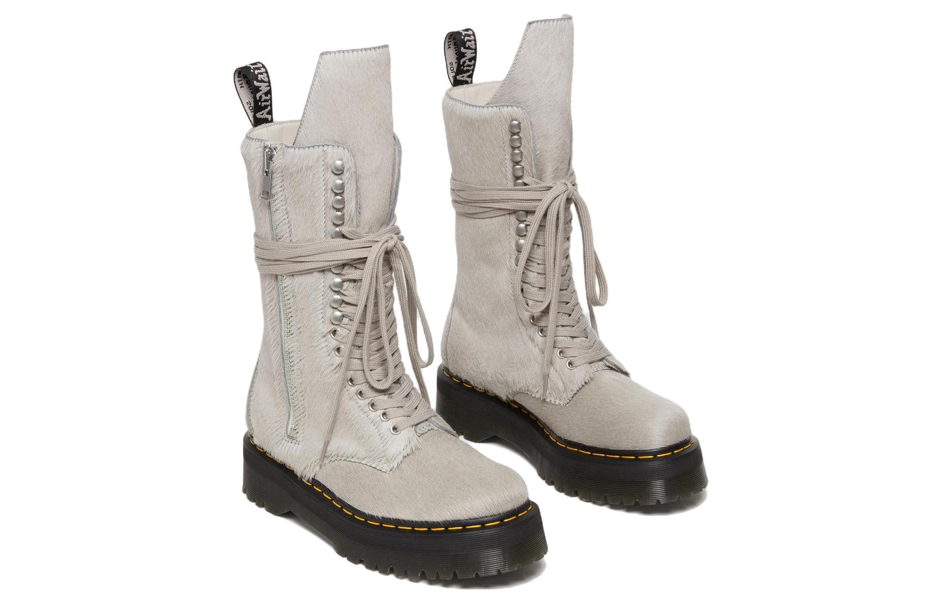 Dr. Martens 1918 Ro Hair On Lace Up Strobe Calf Length Platform Boot 'Rick Owens' 27980049