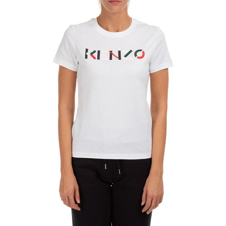 KENZO FW20 Logo Pattern Round Neck Short Sleeve White T-Shirt FA62TS8404SJ-01