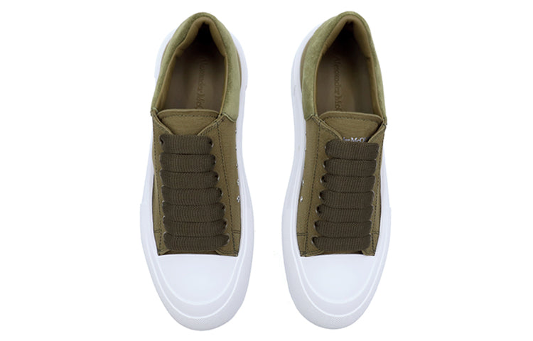 Alexander McQueen Deck Skate Plimsoll Lace Up 'Khaki Green' 654594W4PQ13227