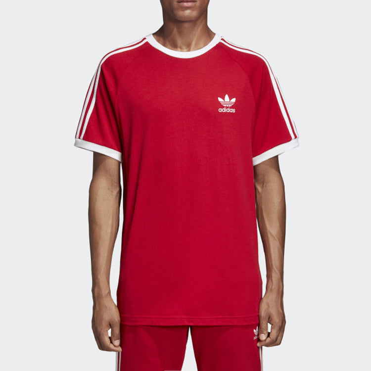 adidas originals Contrasting Colors Collar Training Short Sleeve Red DV1565