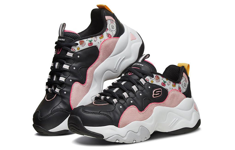 (WMNS) Skechers x Line Friends D'Lites 3.0 Low-top Clunky Shoes Black/Pink 66666255-BKPK