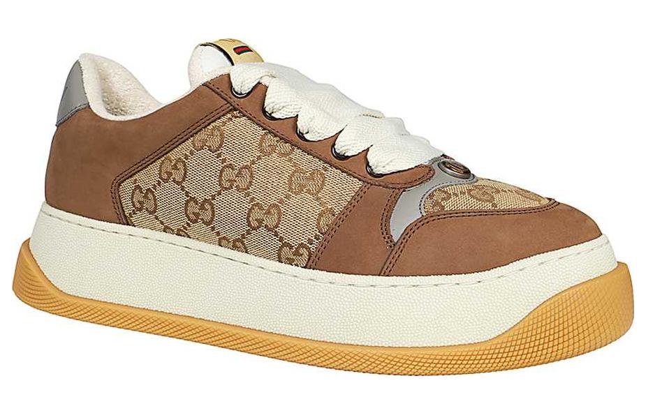 Gucci Screener GG Leather Sneakers 'Brown Beige White' 750048-FAB39-9754