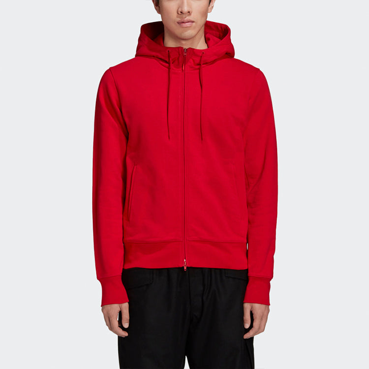 Men's Y-3 Solid Color Casual Hooded Zipper Jacket Red GK4482