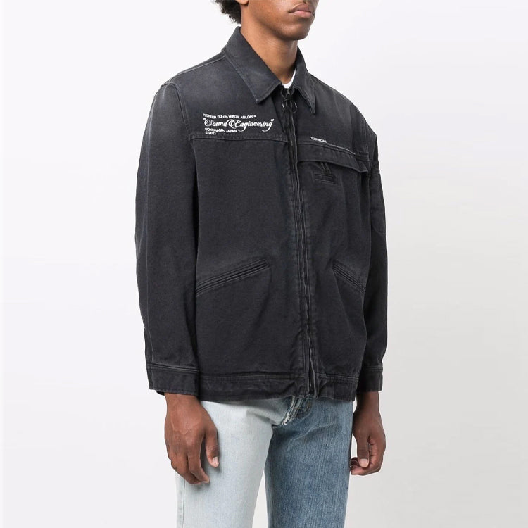 Men's Off-White FW21 Casual Washed Effect Denim Dark Grey Jacket OMEA210G21FAB0011059