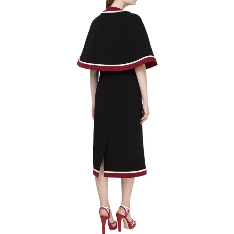 (WMNS) Gucci Stretch Dress With Cape 'Black Red' 605997-XJBY0-1004