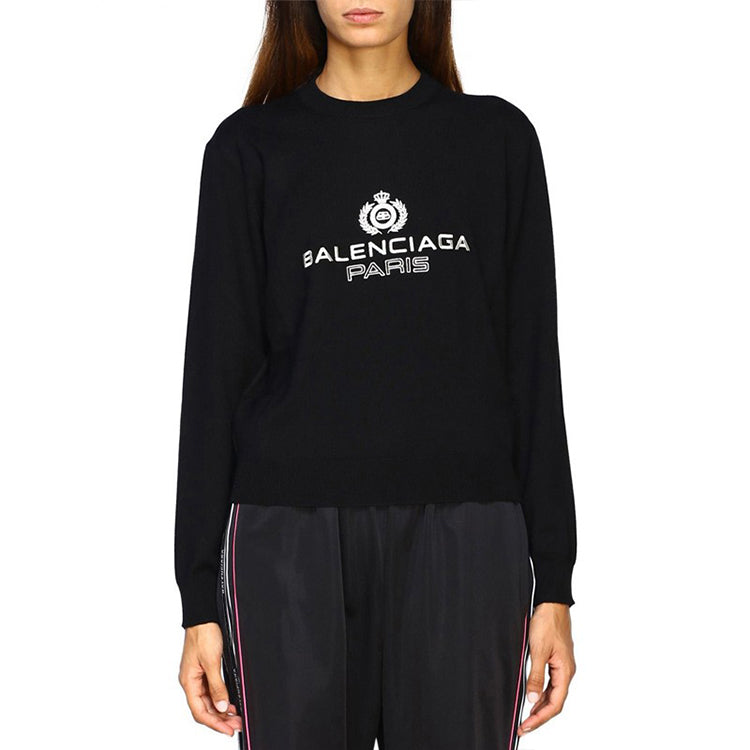 Balenciaga Logo Round-neck Sweatshirt Black 595106T15511073