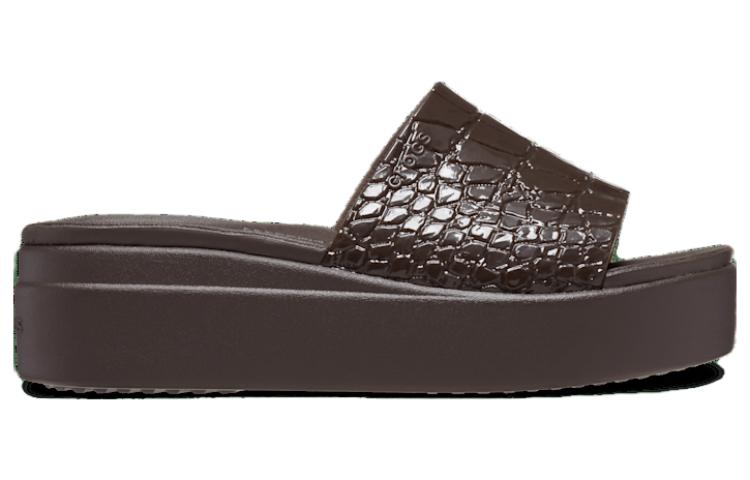 (WMNS) Crocs Brooklyn Croco Shine Slide Sandals 'Espresso' 209253-206