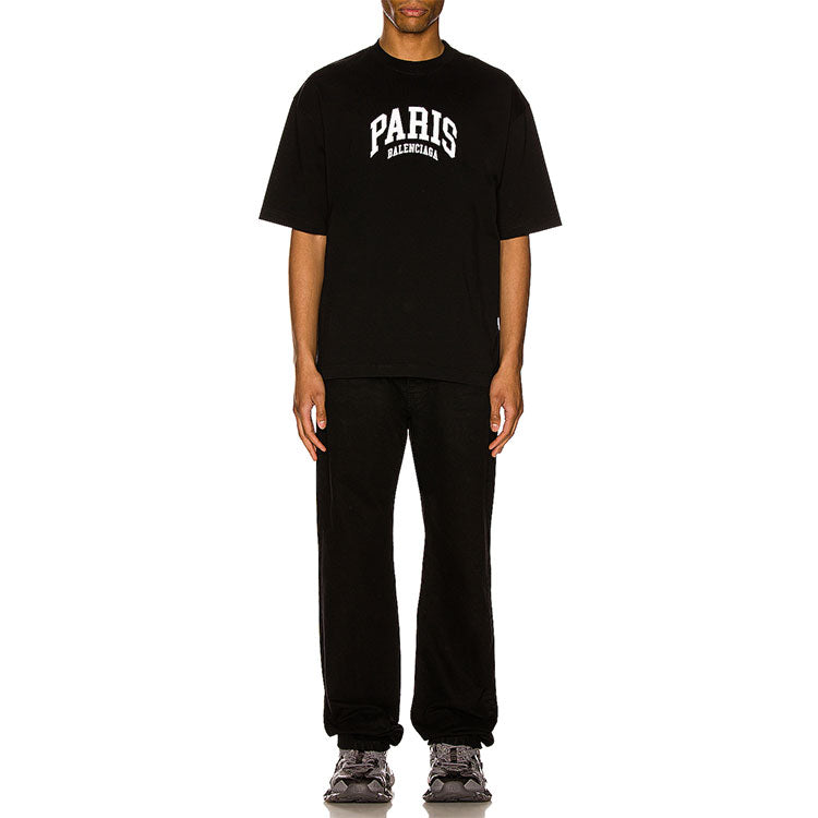 Balenciaga Cities Paris T-Shirt Medium Fit 'Black' 612966TLVL71070