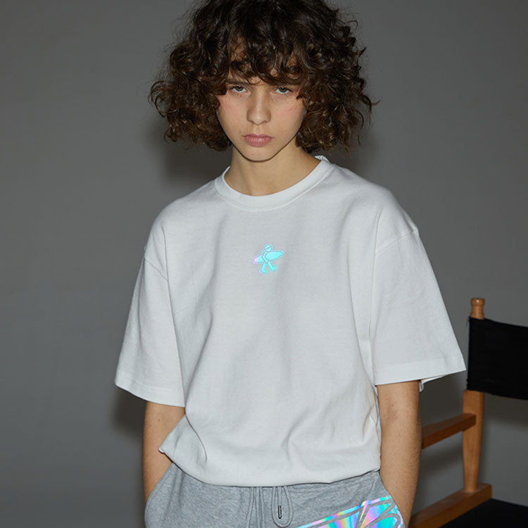 PJs Vigor Laser logo Loose Casual Short Sleeve Couple Style White 20SSTS1009-P