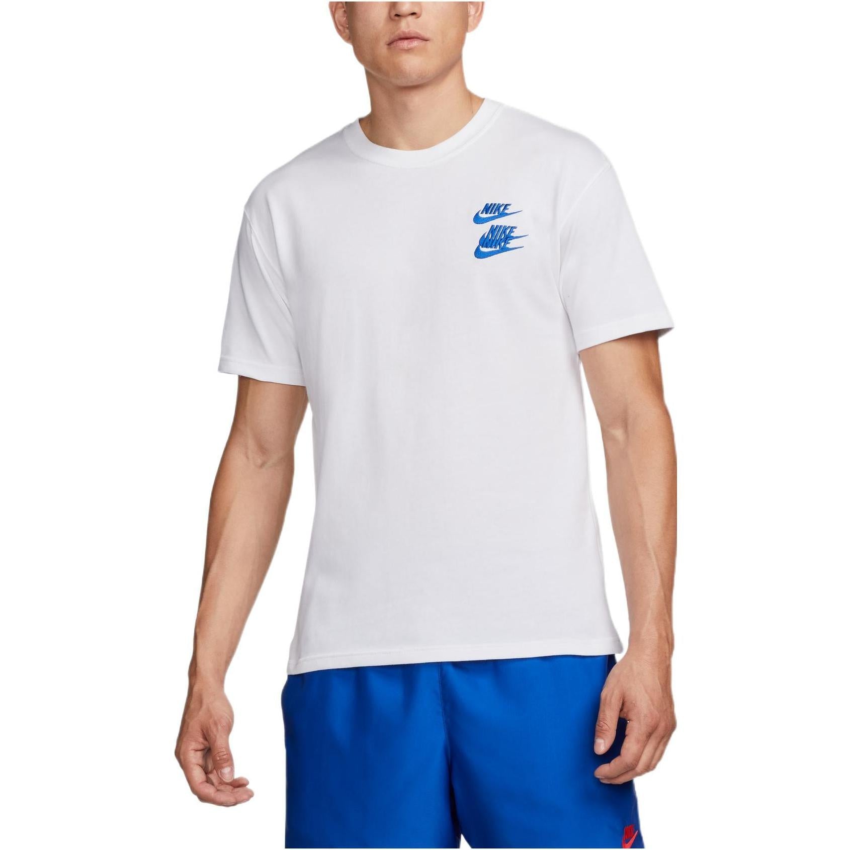 Men's Nike Sportswear Around The World Subject Embroidered Alphabet Logo Ribbed Round Neck Short Sleeve White T-Shirt DR1210-100