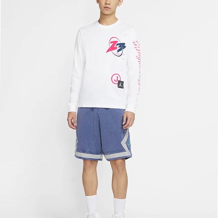 Air Jordan 23 Air Printing Casual Sports Round Neck Long Sleeves White CT3662-100