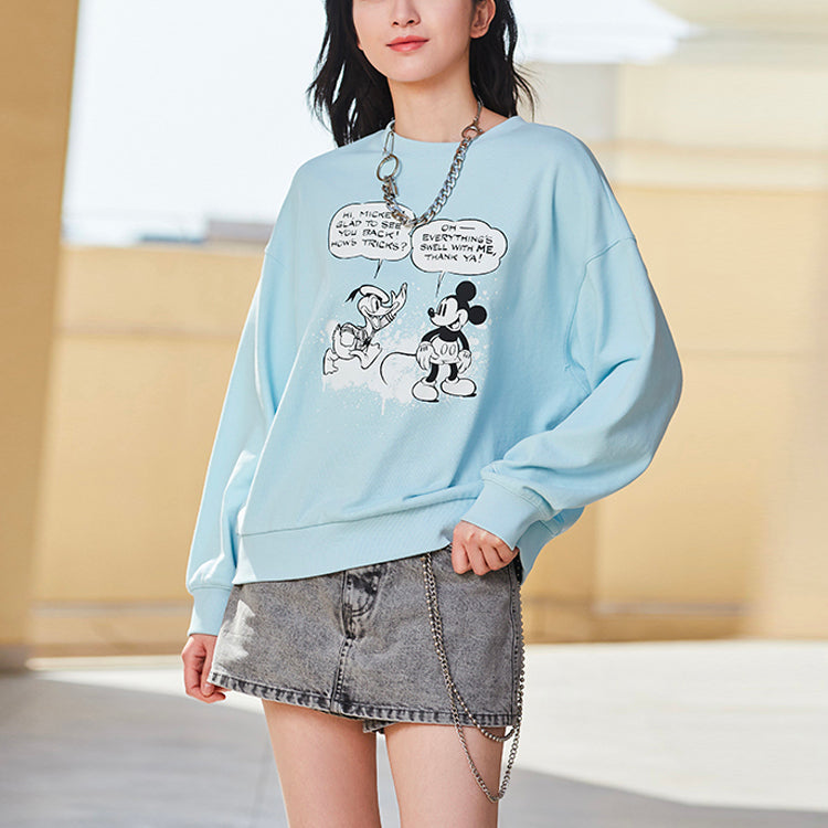 Li-Ning x Disney Crossover Sports Fashion Series Cartoon Printing Loose Sports Pullover Round Neck 'Blue' AWDR380-4