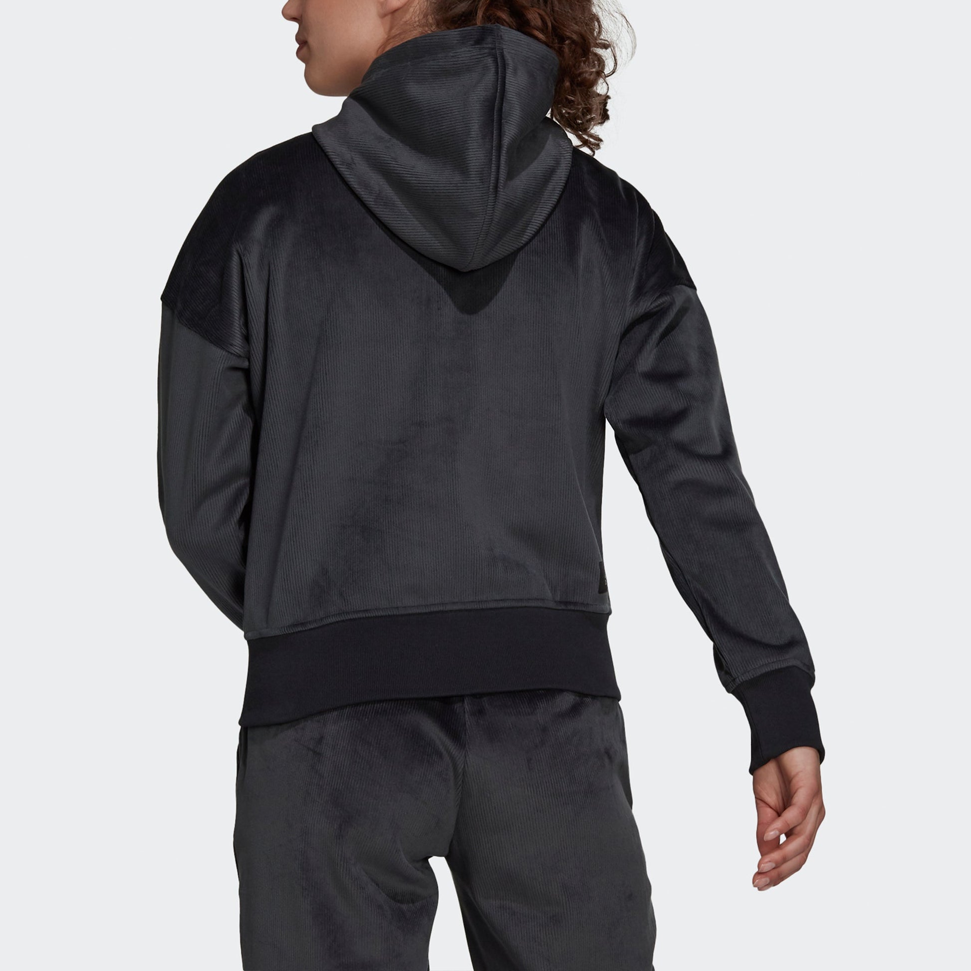 (WMNS) adidas W Fi Pr Cord Hd Corduroy Solid Color Sports Hooded Jacket Black H15955