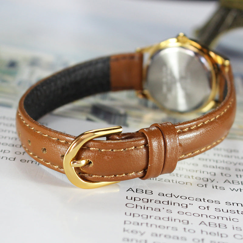 Casio Influencer Analog Leather Strap Watch 'Brown White Gold' LTP-1094Q-7B7