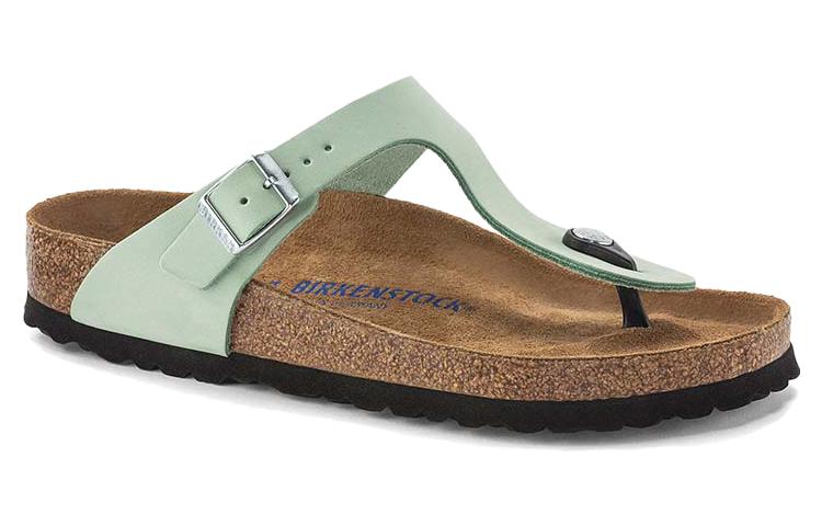 Birkenstock Gizeh Soft Footbed Nubuk Leather Narrow Fit Sandals 'Matcha' 1024062