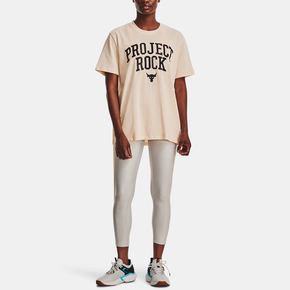 (WMNS) Under Armour Project Rock Heavyweight Campus T-Shirt 'Peach Puff' 1377449-804