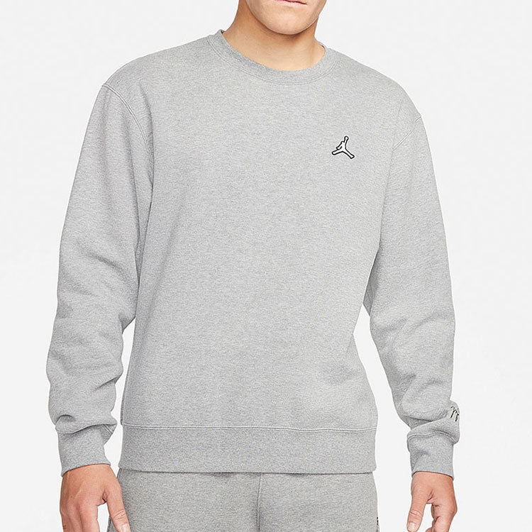 Men's Jordan Fleece Lined Athleisure Casual Sports Long Sleeves Solid Color Embroidered Pullover Gray DN7957-091
