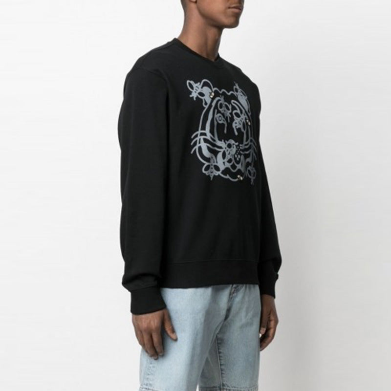 Men's KENZO SS21 Alphabet Pattern Round Neck Long Sleeves Classic Black FB55SW0184MO-99