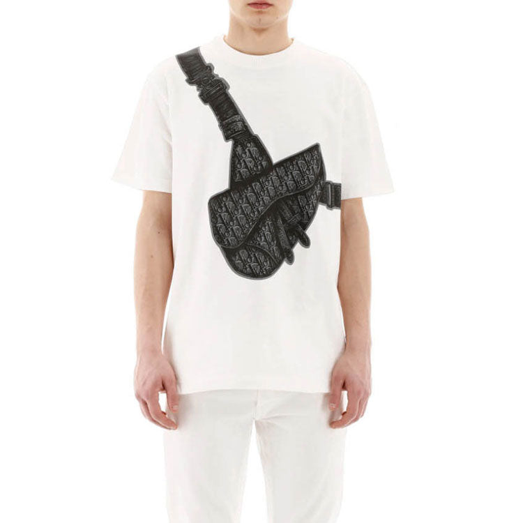 DIOR SS20 Compact Spinning Cotton Saddle Bag Printed For Men White 943J605N0554-C088