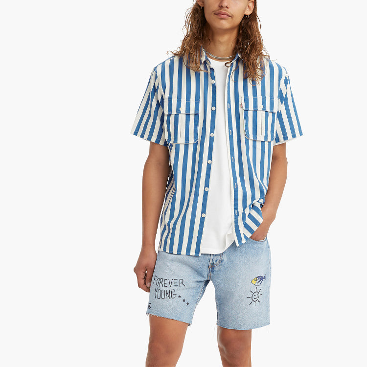 Men's Levi's lapel Short Sleeve Shirt Blue 39152-0003