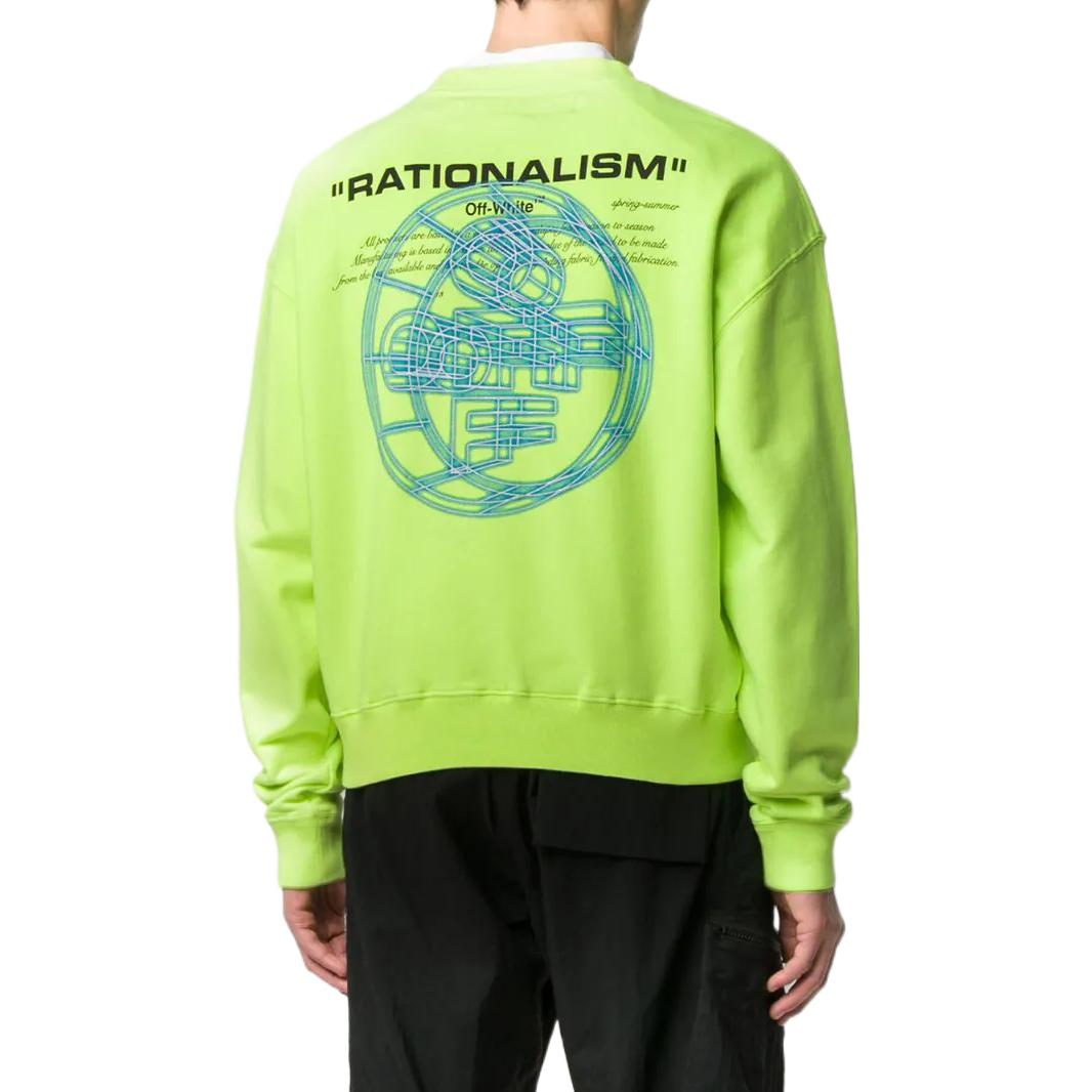 Men's Off-White FW22 Pattern Printing Pullover Long Sleeves Version Green OMBA035R20E300036288