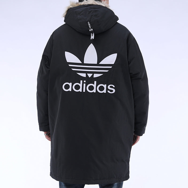 adidas originals Down Fur Parka Casual Sports Stay Warm hooded down Jacket Black GE1316