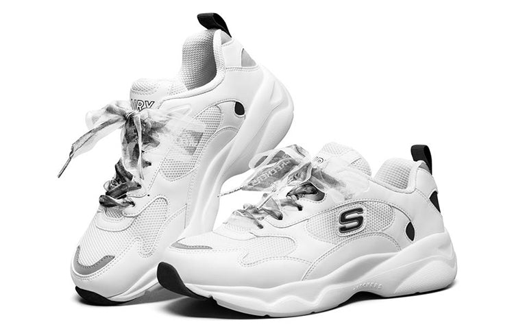 (WMNS) Skechers D'Lites Airy Low-Top Running Shoes White/Black 88888401-WBK