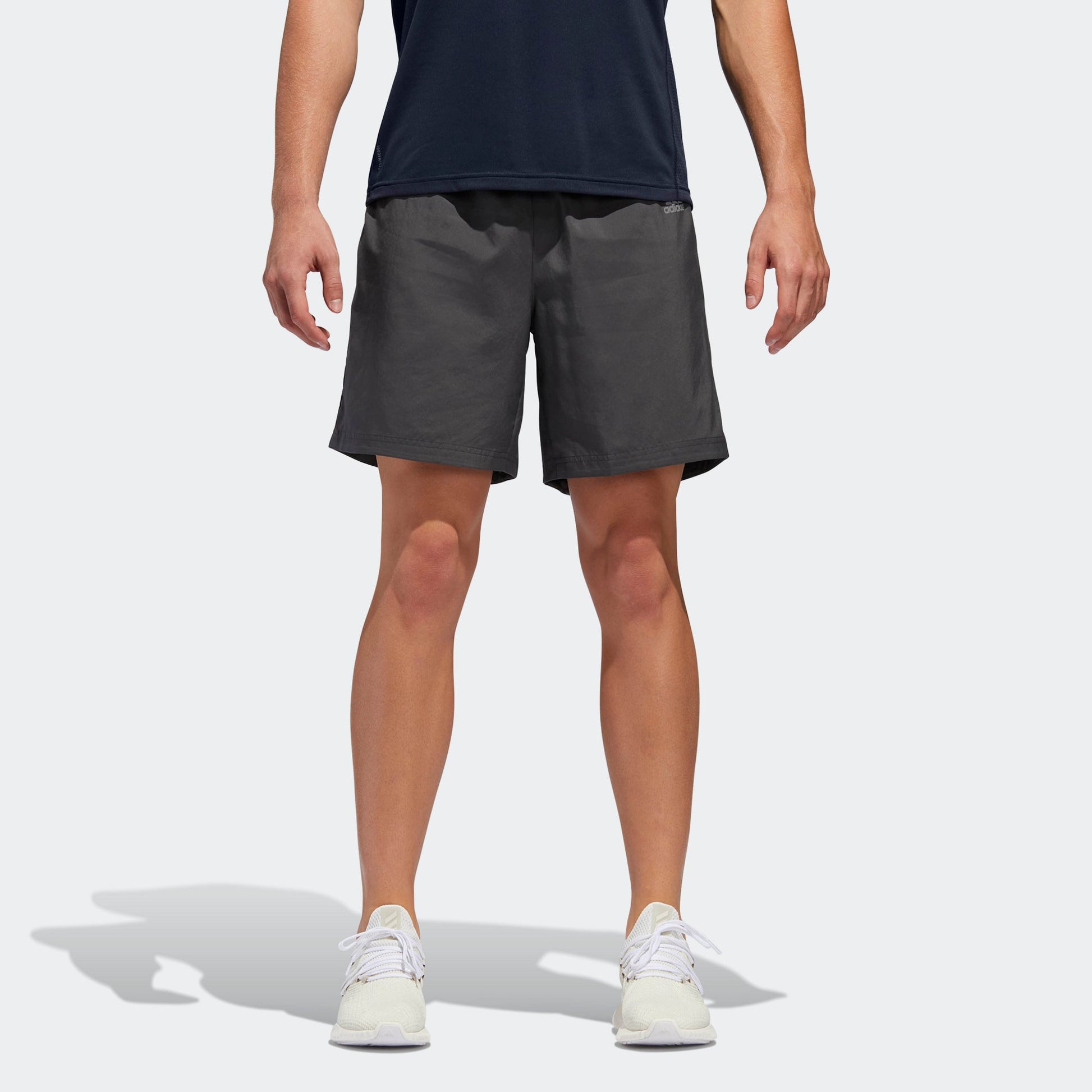 adidas Own the Run Sho Training Sports Reflective Stripe Woven Shorts Gray DT4817