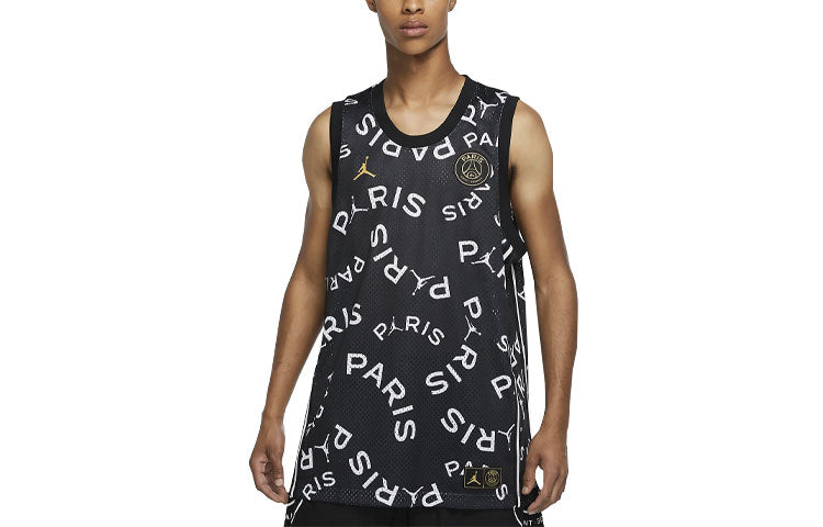 Air Jordan Paris Saint-Germain Printing Basketball Tops Vest Black CK9669-010
