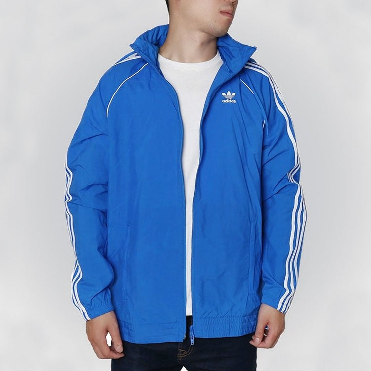 adidas originals Woven hooded Casual Sports Jacket Blue DH5835