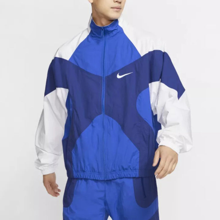 Nike Sportswear Colorblock Woven Stand Collar Long Sleeves Jacket Blue BV5211-405
