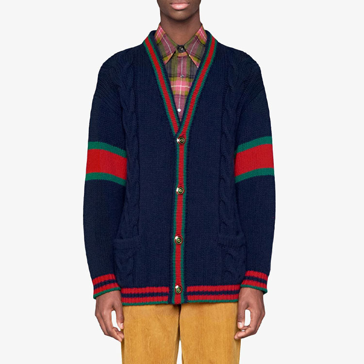 Gucci Oversize Cable Knit Cardigan 'Blue' 497037-X1561-4352