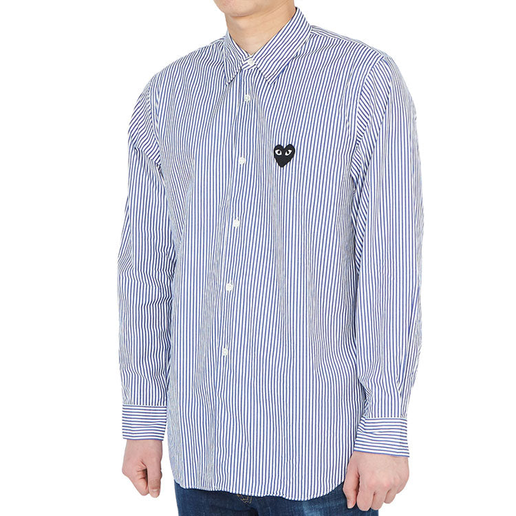 COMME des GARCONS PLAY Black Emblem Striped Button Down Shirt 'Blue' AZ-B018-051-1