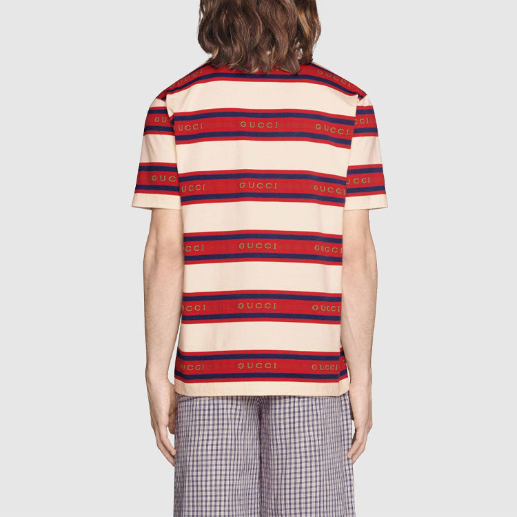 GUCCI SS21 Gucci Stripe Logo Polo 'Ivory Red' 645258-XJC6I-9209