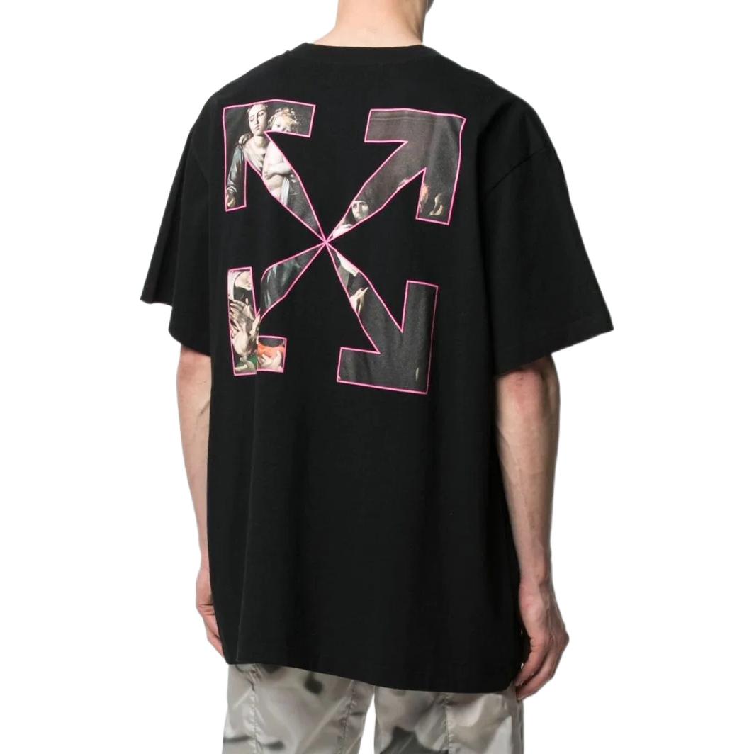 Men's Off-White SS22 Solid Color Pattern Printing Short Sleeve Version Black T-Shirt OMAA038S21JER00510011001